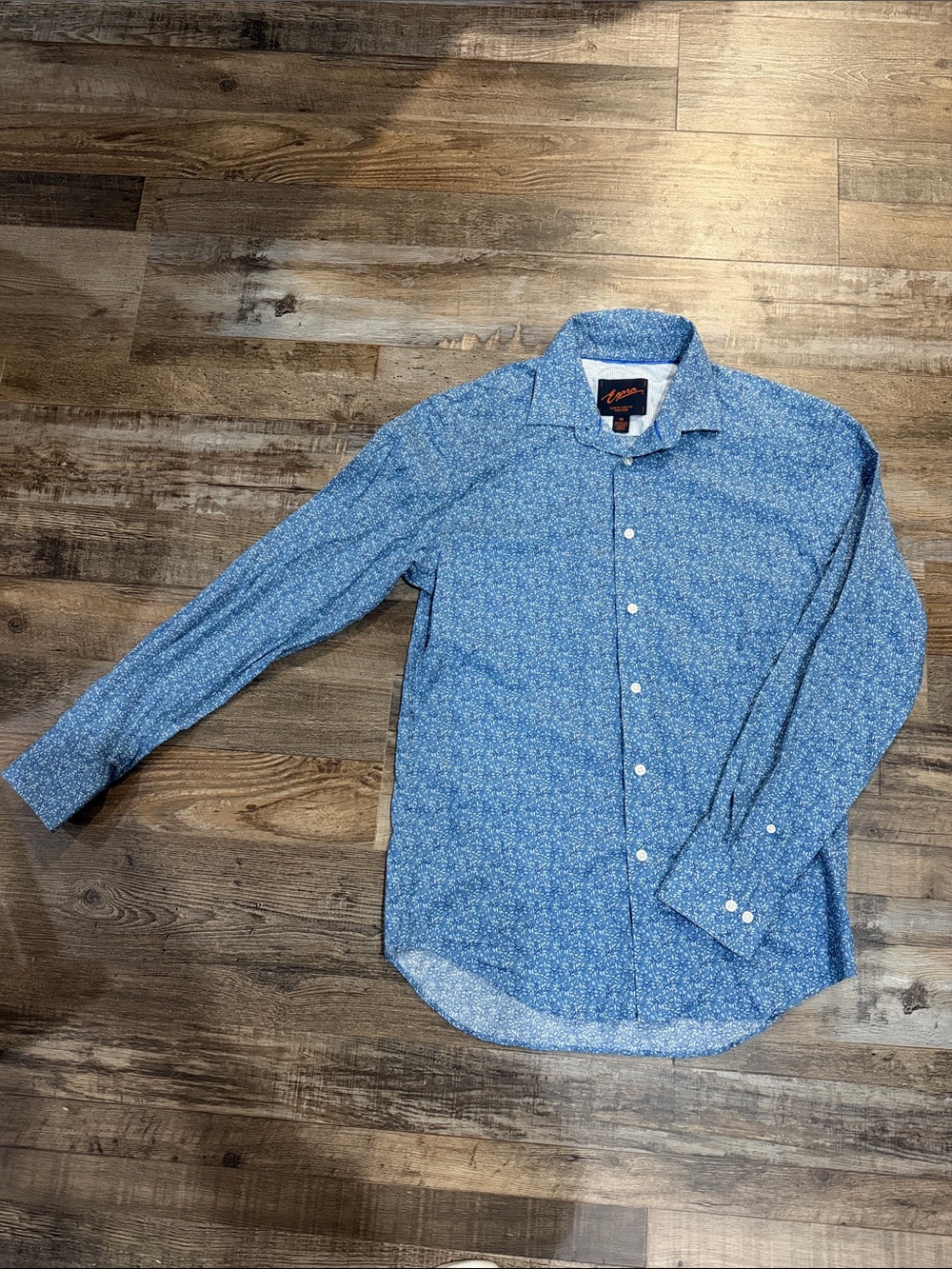 Egara Men’s Blue Floral Long-Sleeve Button-Up Shirt